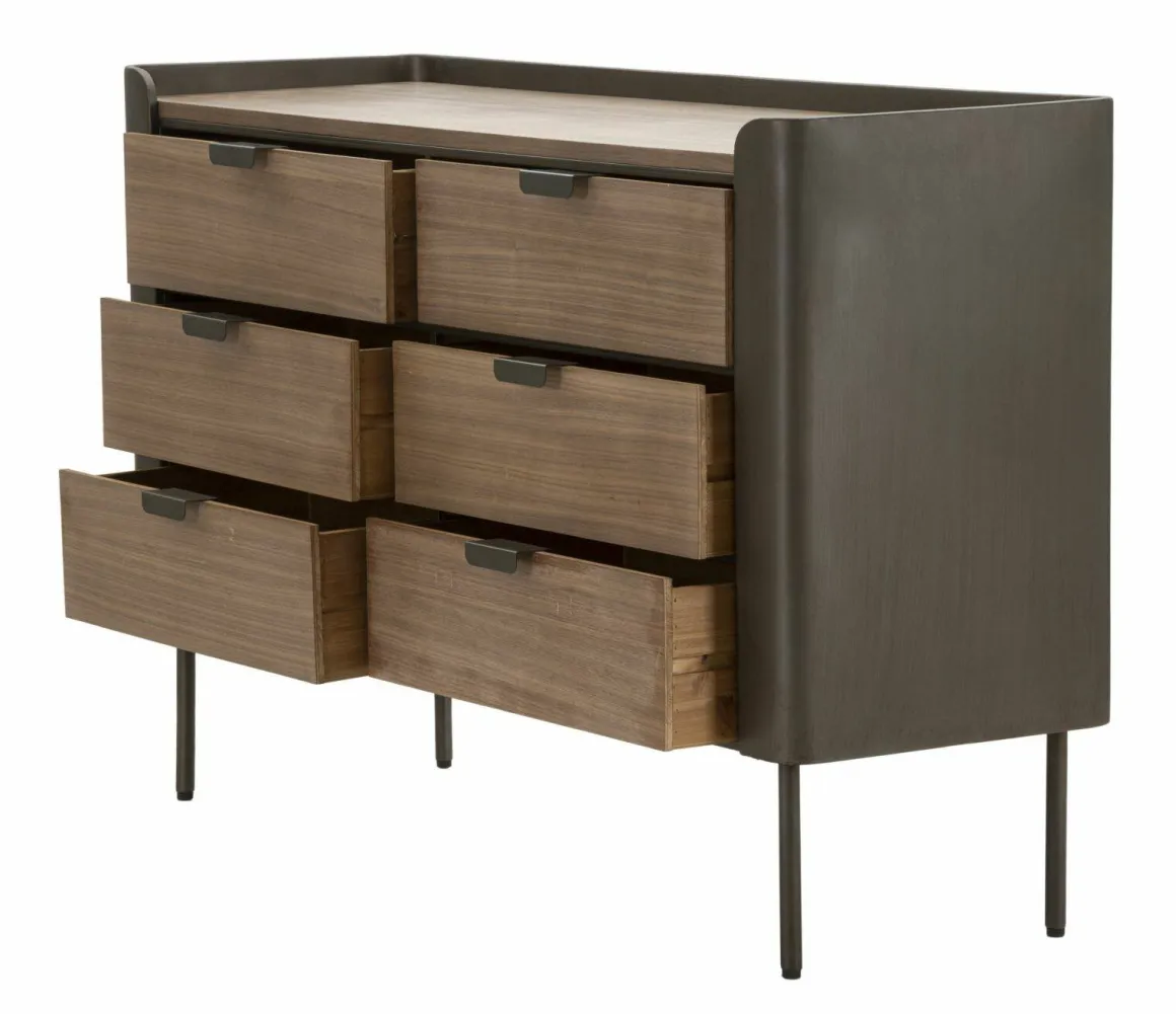 Cassettiera con maniglie grigia e marrone 120x79h cm - Kasten