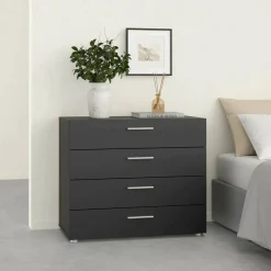 Cassettiere > Dmora Cassettiera con maniglie nera 80x68h cm - Arwen Nero