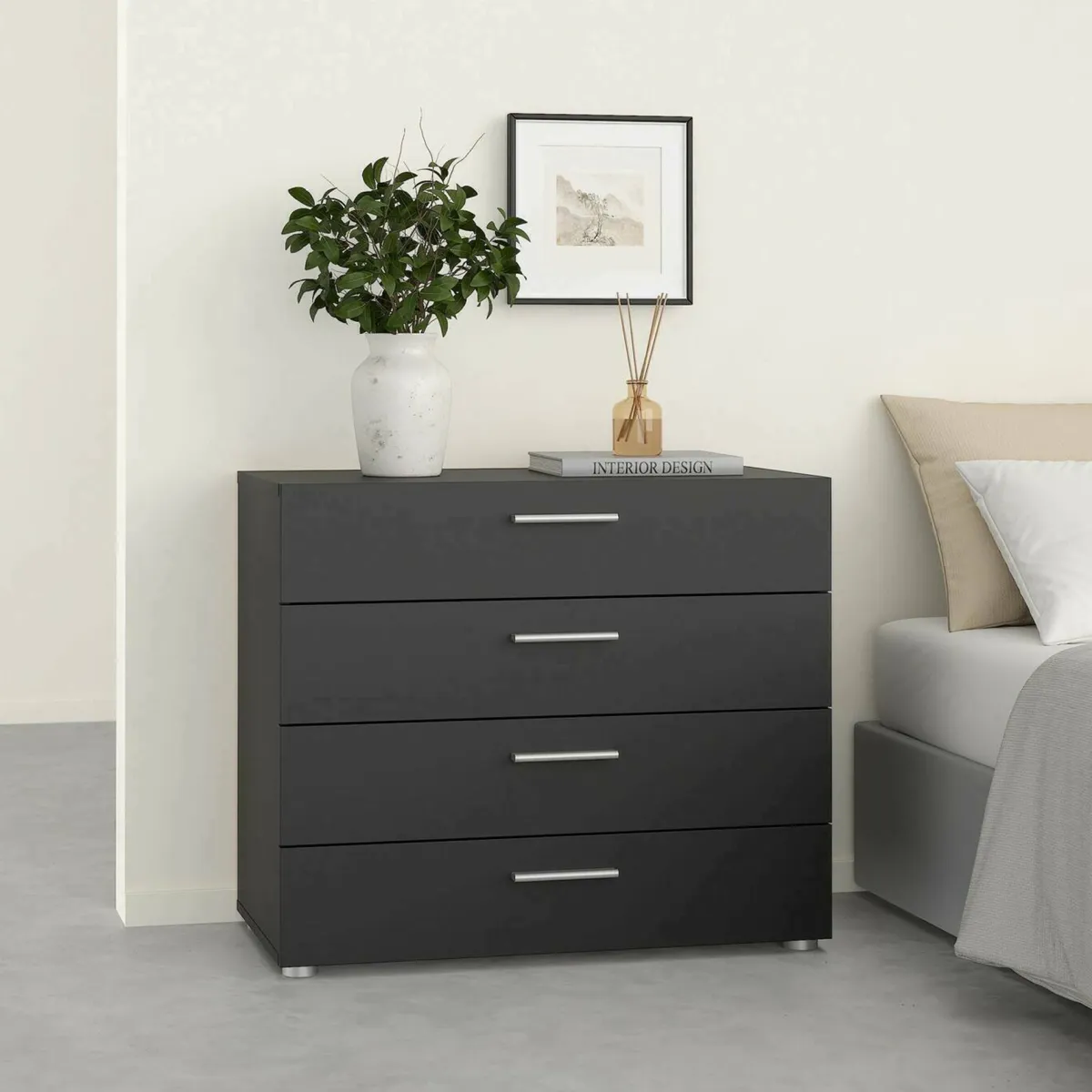 Cassettiere > Dmora Cassettiera con maniglie nera 80x68h cm - Arwen Nero