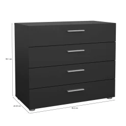 Cassettiere > Dmora Cassettiera con maniglie nera 80x68h cm - Arwen Nero