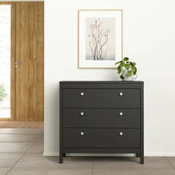 Cassettiera con maniglie nera 82x79h cm - Sagar