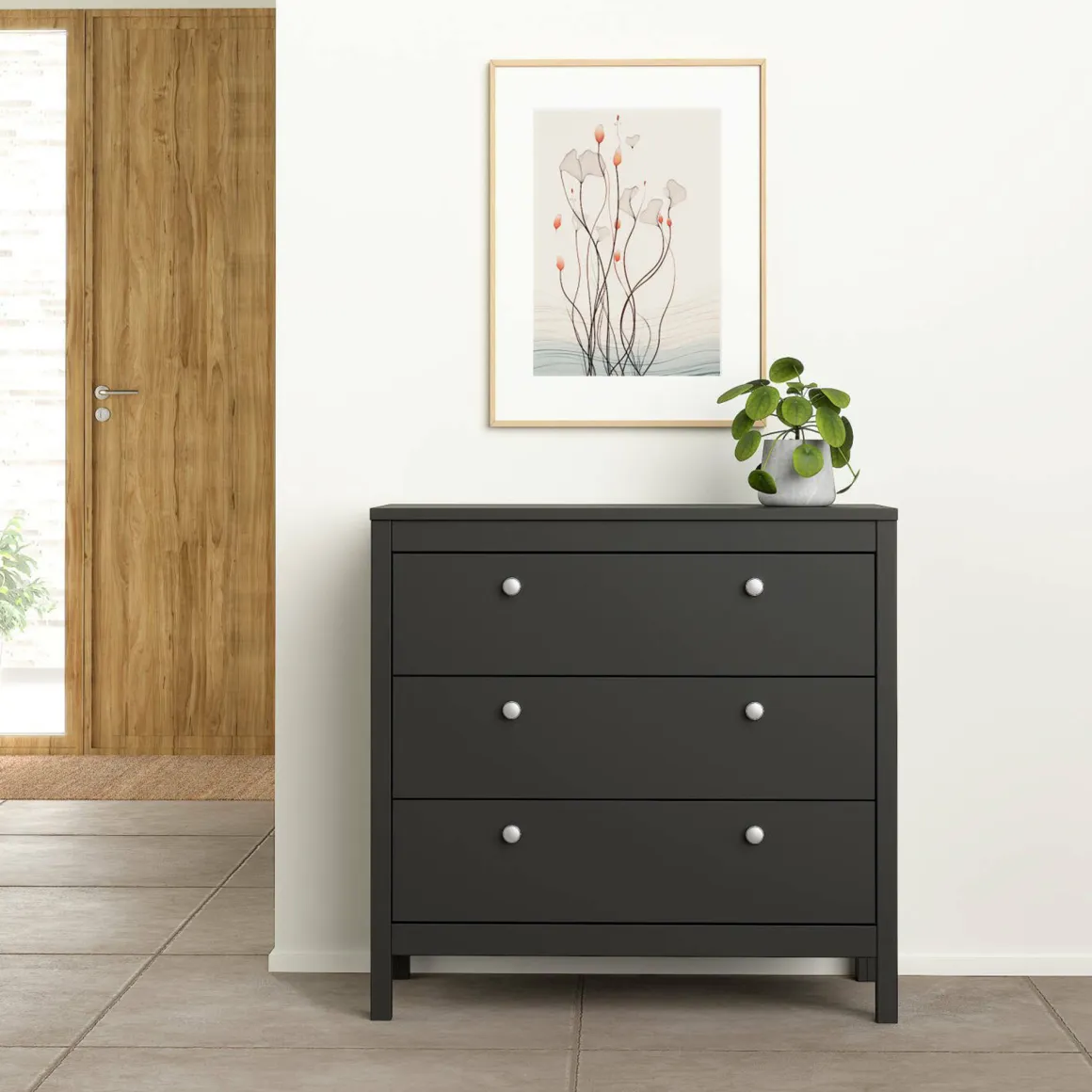 Cassettiera con maniglie nera 82x79h cm - Sagar