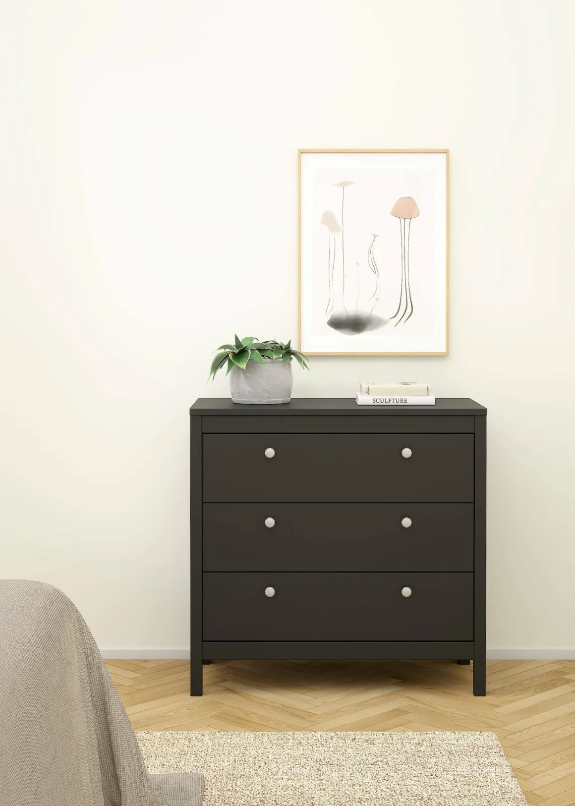 Cassettiera con maniglie nera 82x79h cm - Sagar