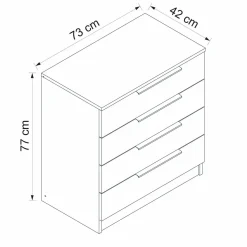 Cassettiera con maniglie noce 73x77h cm - elysee