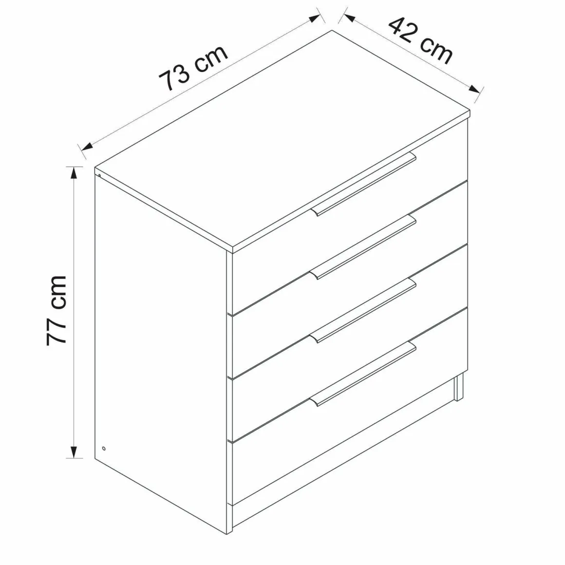 Cassettiera con maniglie noce 73x77h cm - elysee