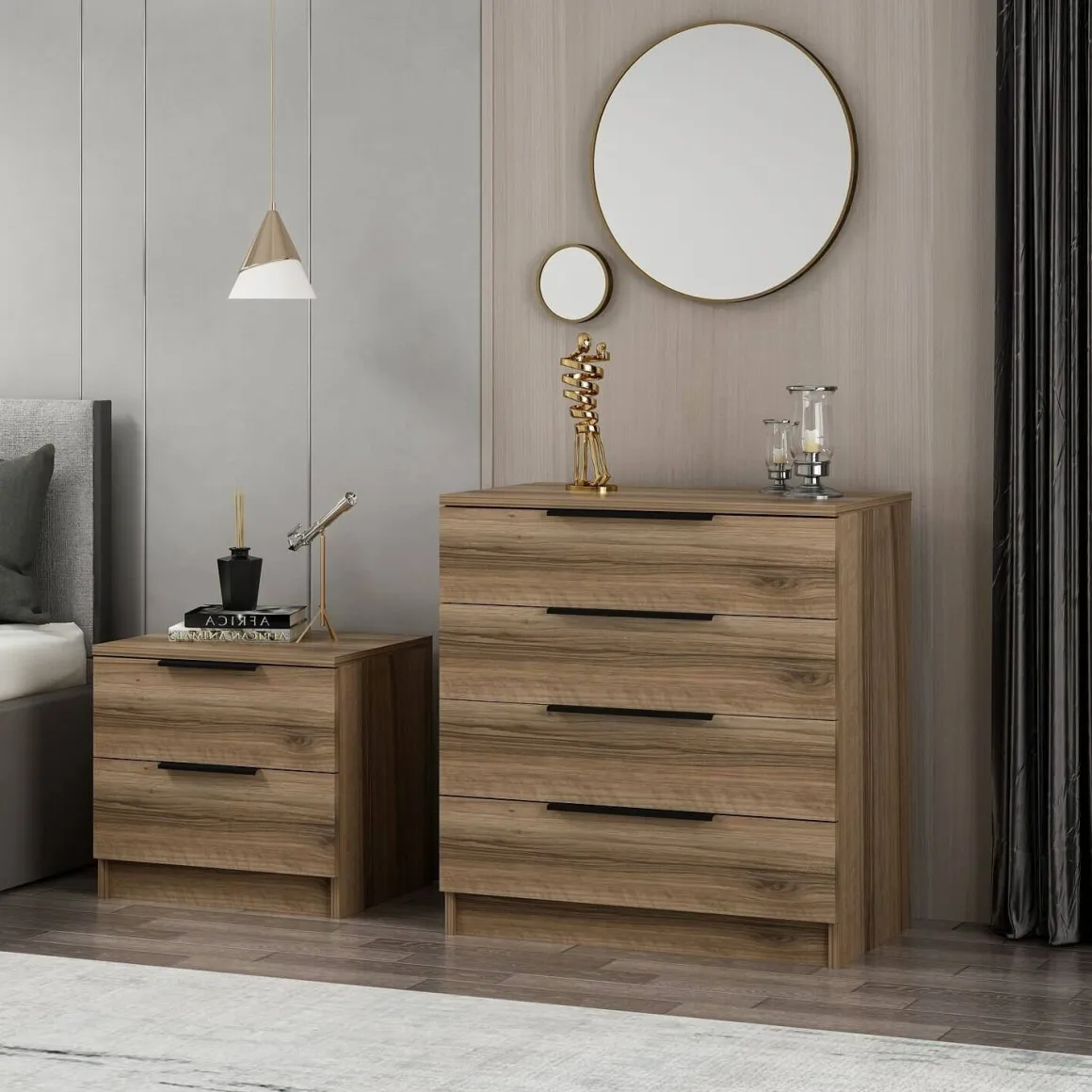 Cassettiera con maniglie noce 73x77h cm - elysee