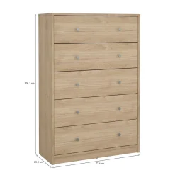 Cassettiera con maniglie rovere 72x108h cm - Contessa