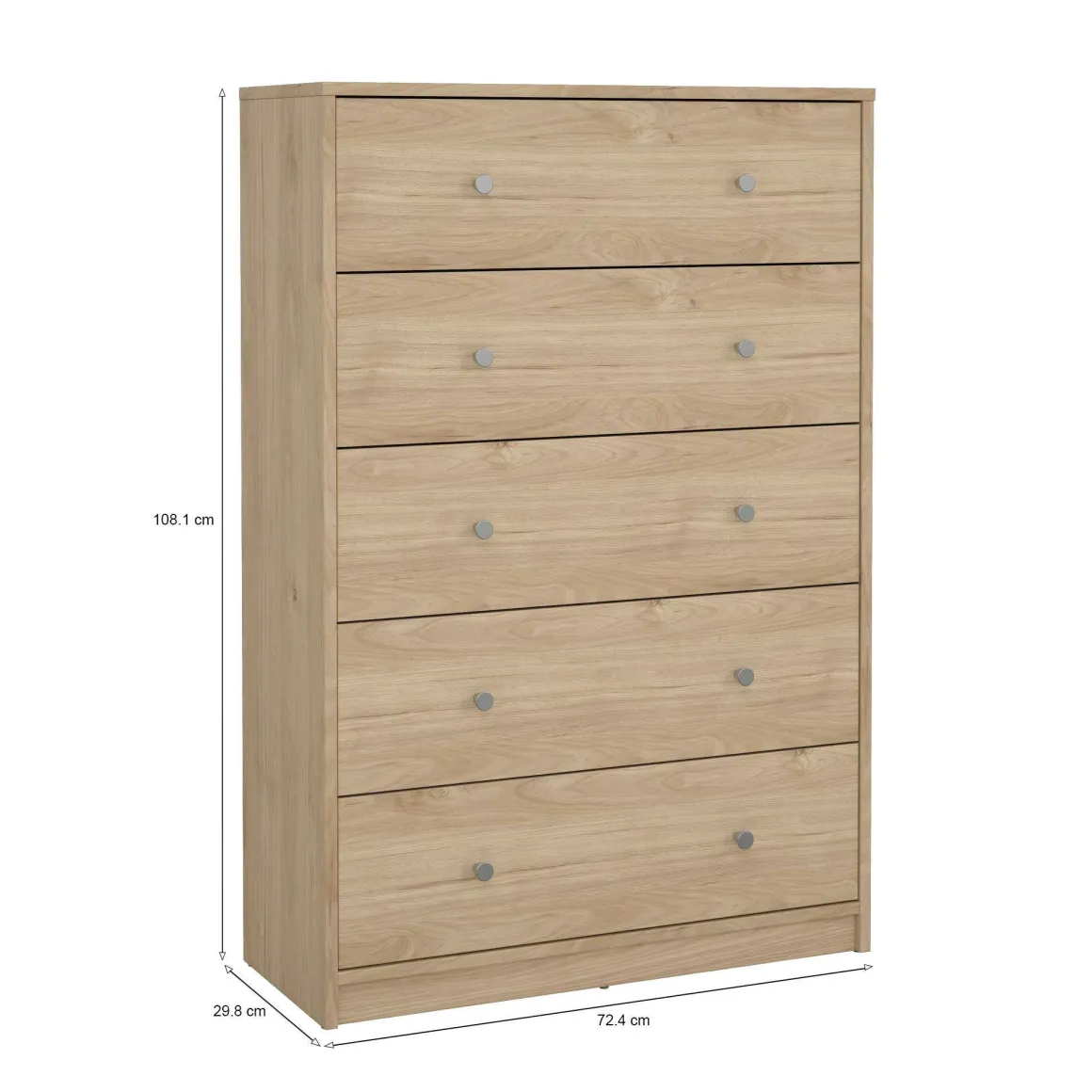 Cassettiera con maniglie rovere 72x108h cm - Contessa