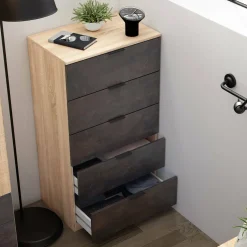 Cassettiera con maniglie rovere e antracite 60x110h cm - Armenia