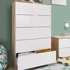 Cassettiera con maniglie rovere e bianca 60x110h cm - Armenia