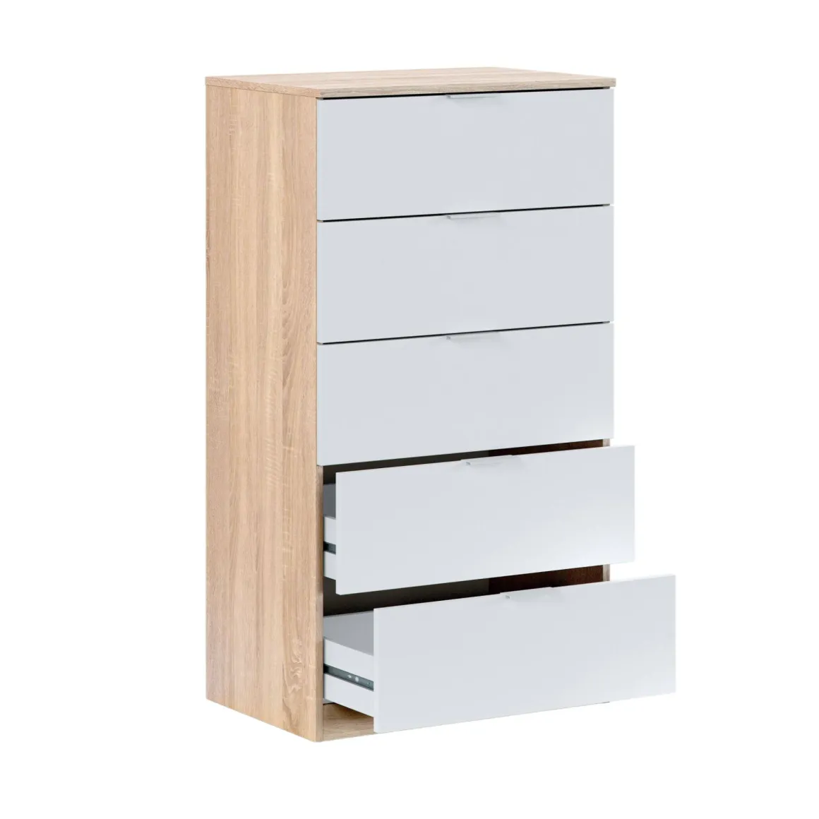 Cassettiera con maniglie rovere e bianca 60x110h cm - Armenia
