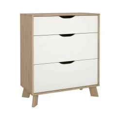 Cassettiera con maniglie rovere e bianca 78x92h cm - Alamid