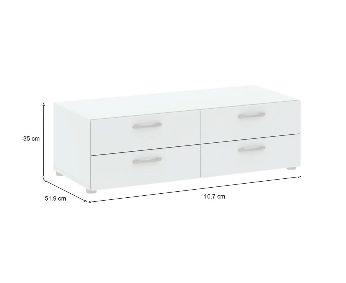 Cassettiere > Dmora Cassettiera economica bianca 110x35h cm - Gignod Bianco