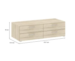 Cassettiera economica rovere 110x35h cm - Gignod