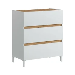 Cassettiera in legno bianca e rovere nodi 79x90h cm - Teddy