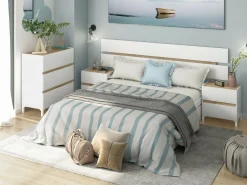 Cassettiera in legno bianca e rovere nodi 79x90h cm - Teddy