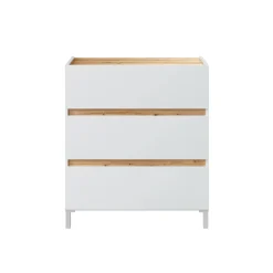 Cassettiera in legno bianca e rovere nodi 79x90h cm - Teddy