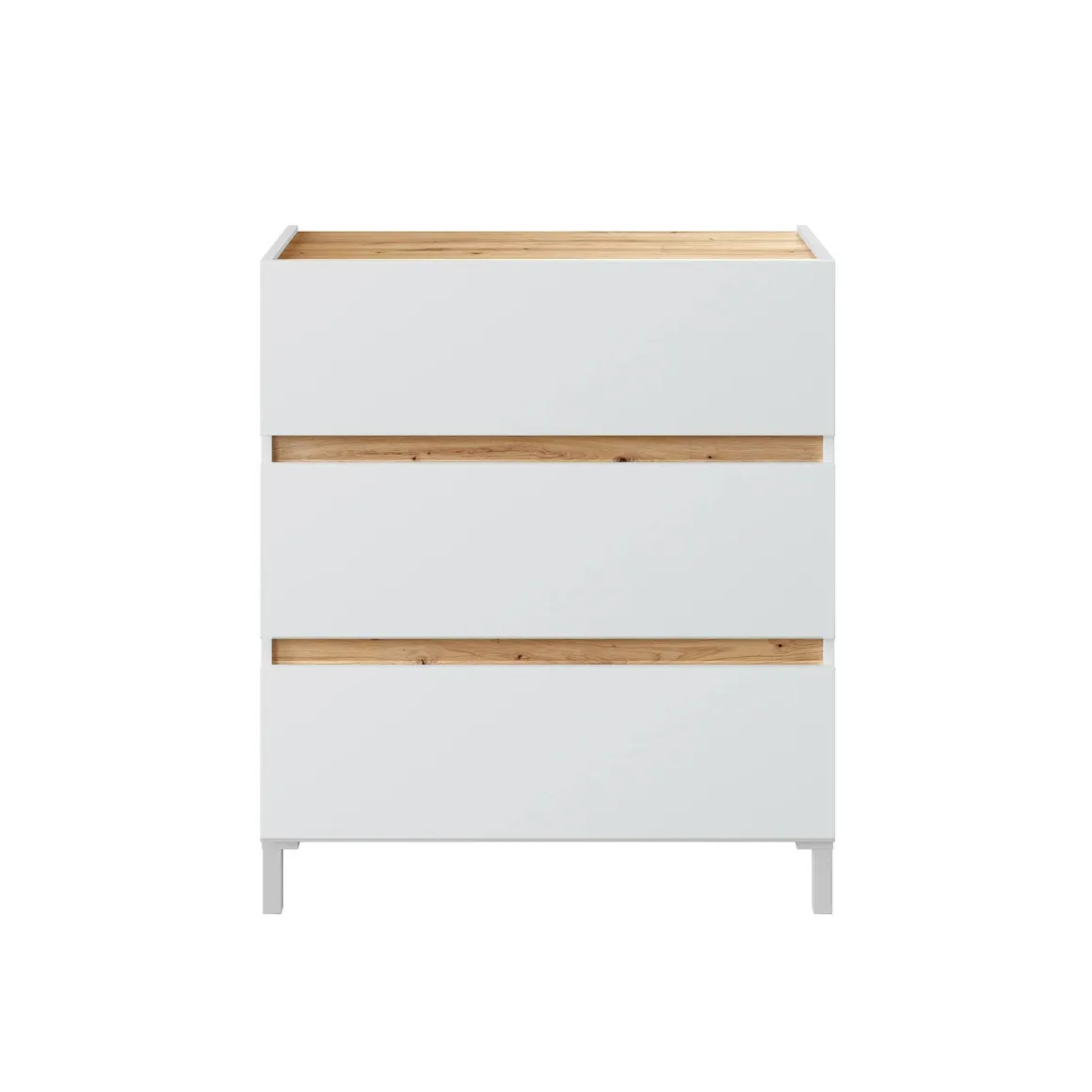 Cassettiera in legno bianca e rovere nodi 79x90h cm - Teddy