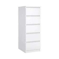 Cassettiere > Dmora Cassettiera in legno bianca lucida 40x50x111h cm - Achaldi Bianco Lucido