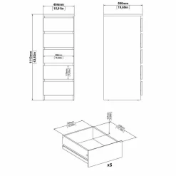 Cassettiere > Dmora Cassettiera in legno bianca lucida 40x50x111h cm - Achaldi Bianco Lucido