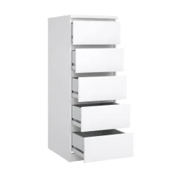 Cassettiere > Dmora Cassettiera in legno bianca lucida 40x50x111h cm - Achaldi Bianco Lucido
