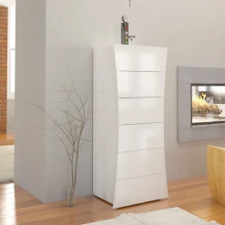 Cassettiera in legno bianca lucida 50x121h cm - Arignano