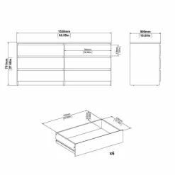 Cassettiera in legno bianca 153x70h cm - Aci