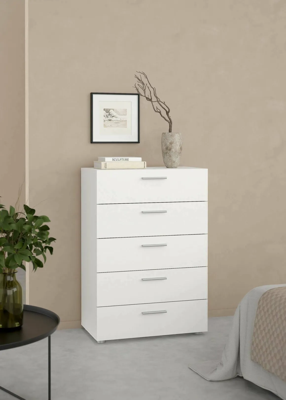 Cassettiera in legno bianca 70x102h cm - Haru