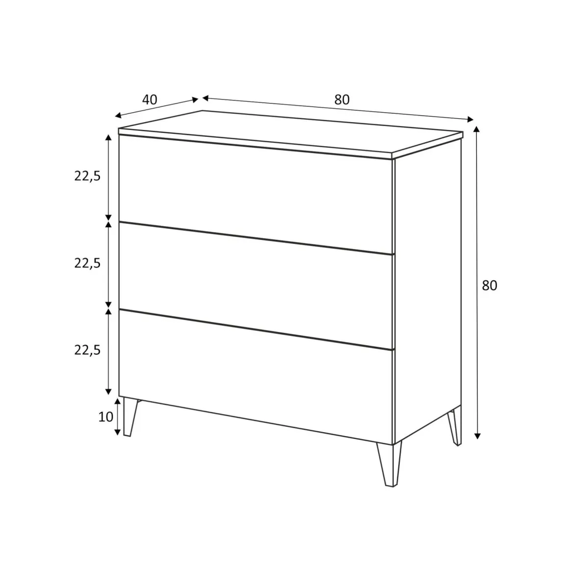 Cassettiera in legno bianca 80x80h cm - Acetate