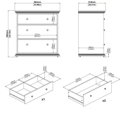 Cassettiera in legno bianca 86x88h cm - Domeng