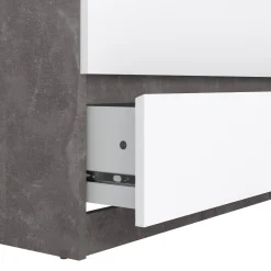 Cassettiere > Dmora Cassettiera in legno cemento e bianca lucida 77x111h cm - Ansel Bianco Lucido, Grigio Cemento