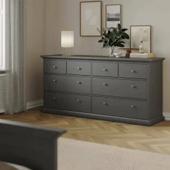 Cassettiera in legno grigia 183x86h cm - Asiagela