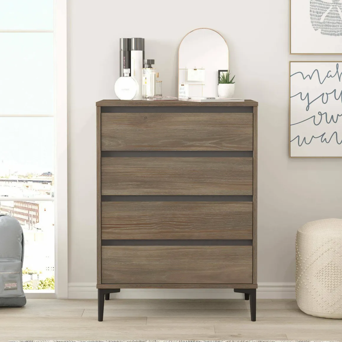 Cassettiera in legno marrone e antracite 72x98h cm - Adolphe