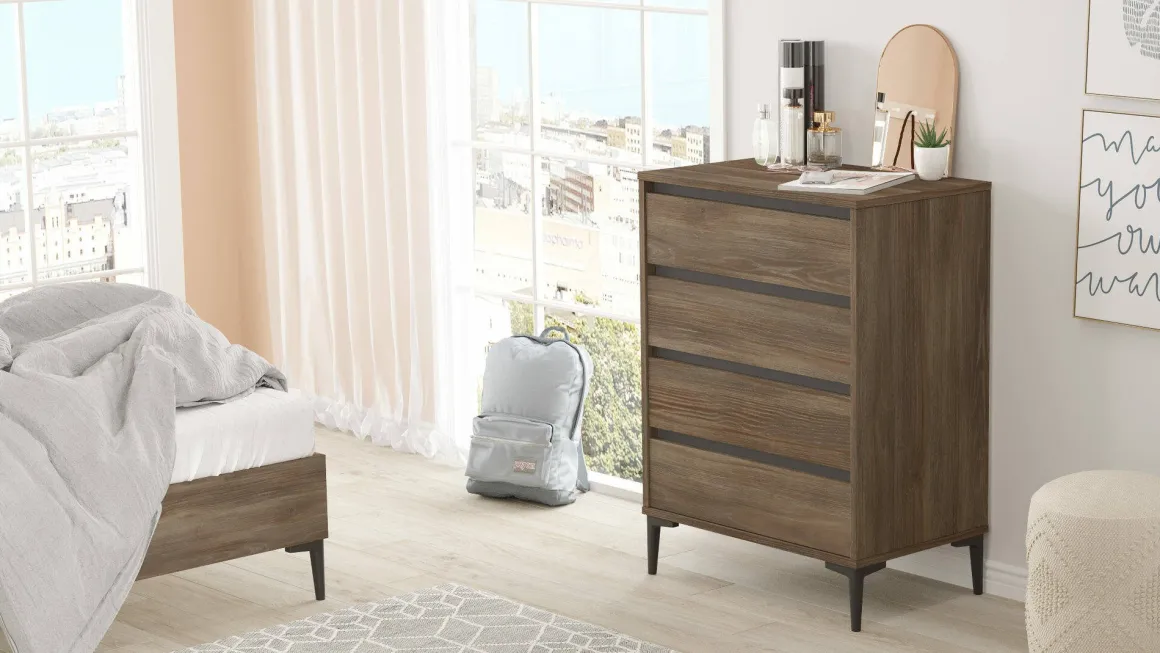 Cassettiera in legno marrone e antracite 72x98h cm - Adolphe