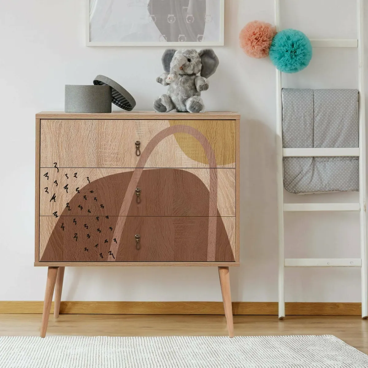 Salotto|Camera Da Letto > Dmora Cassettiera in legno 80x89h cm - Apricale Multicolore