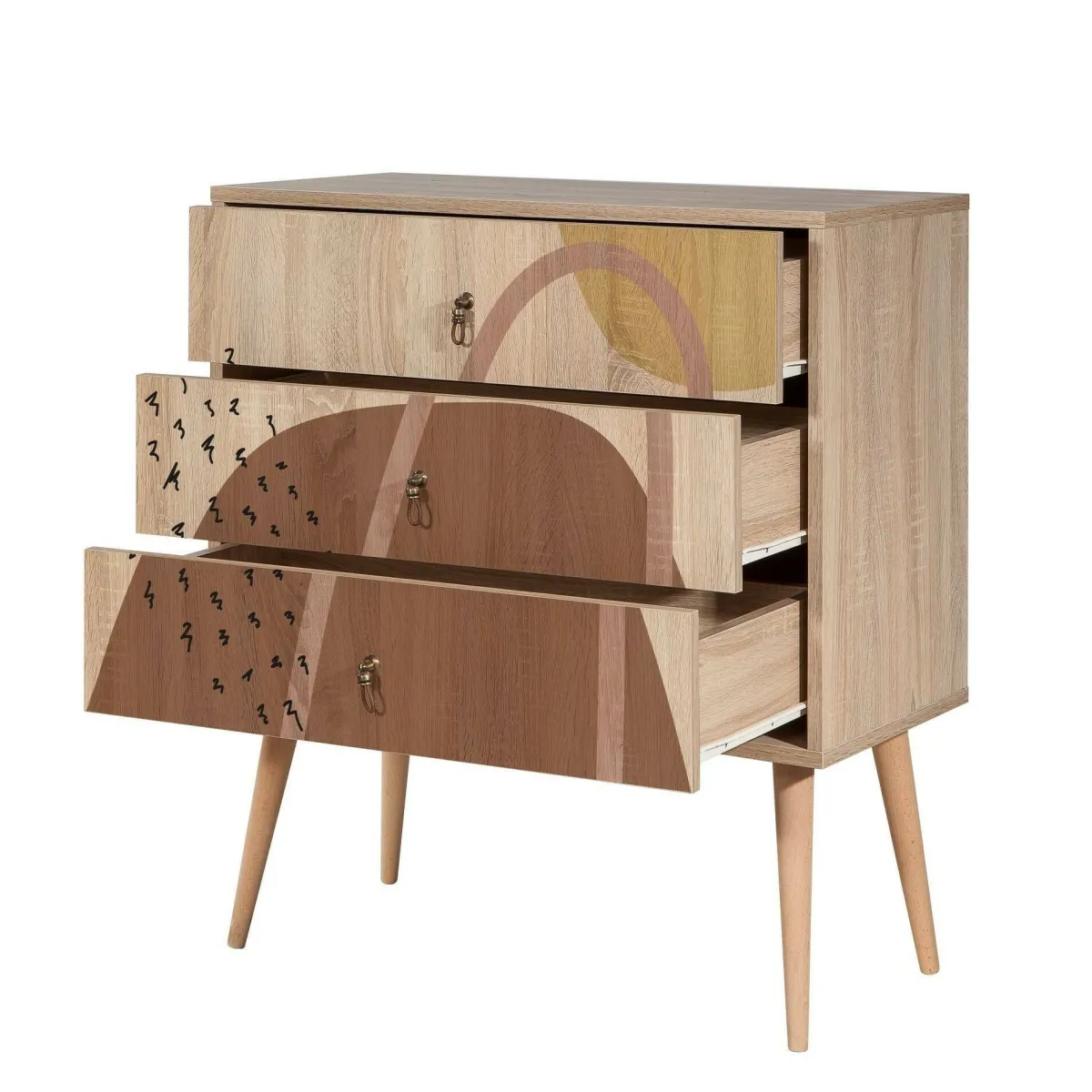 Salotto|Camera Da Letto > Dmora Cassettiera in legno 80x89h cm - Apricale Multicolore
