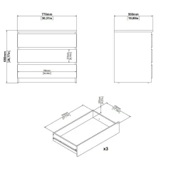 Cassettiere > Dmora Cassettiera in legno quercia 77x68h cm - Kajiki Marrone Quercia