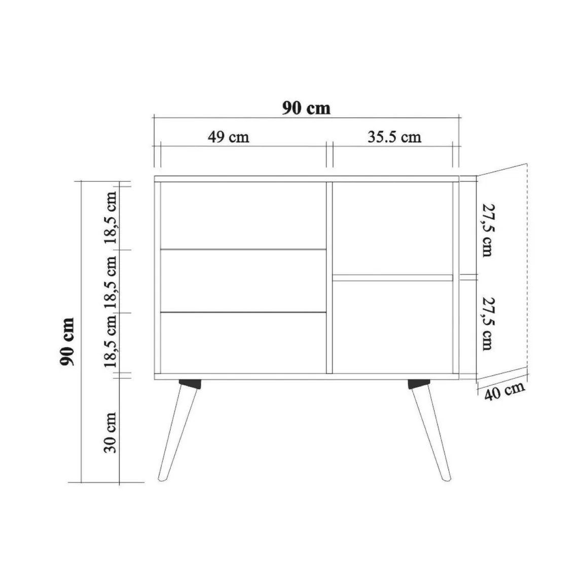 Cassettiera in legno quercia 90x90h cm - Ailanto