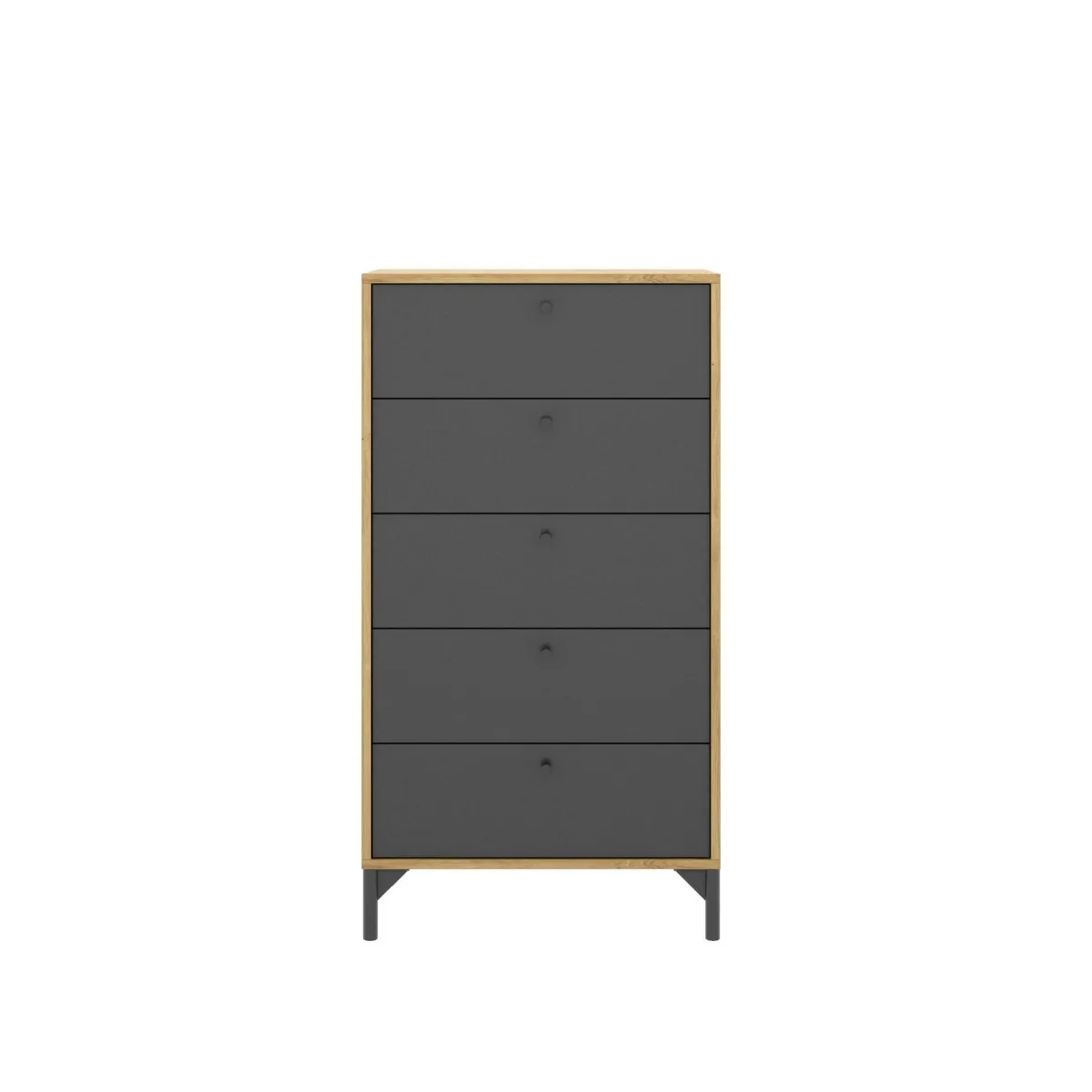 Salotto|Camera Da Letto > Dmora Cassettiera in legno rovere e antracite 60x127h cm - Armerina Nero Antracite, Marrone Rovere