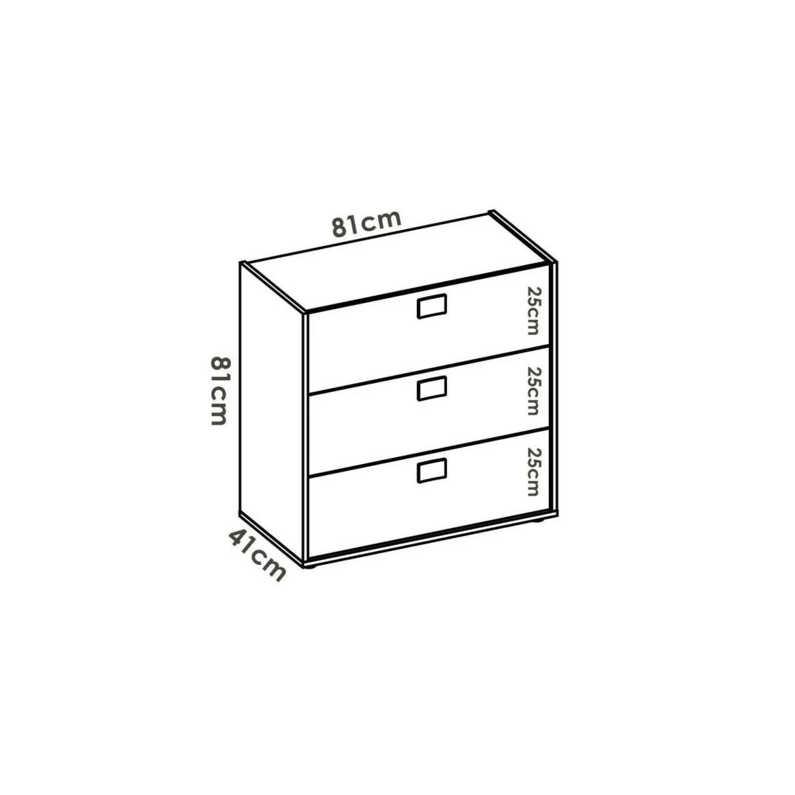 Cassettiera in legno rovere e bianca 80x81h cm - Alibaba