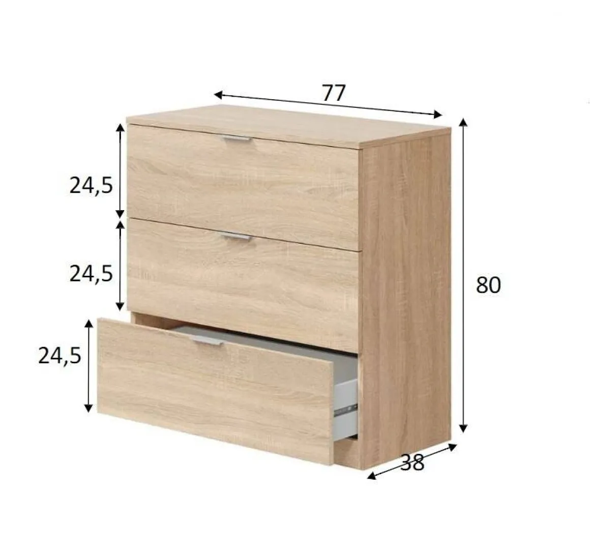 Cassettiera in legno rovere 77x80h cm - Garbino