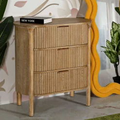 Cassettiera Marrone Ciliegio oro 3 Cassetti Effetto Invecchiato 81x47x82h cm, Apertura Scorrevole - Fama
