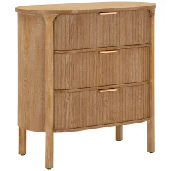 Cassettiera Marrone Ciliegio oro 3 Cassetti Effetto Invecchiato 81x47x82h cm, Apertura Scorrevole - Fama