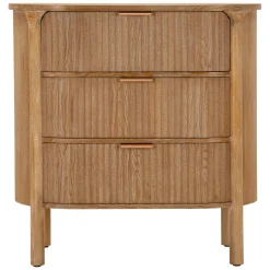 Cassettiera Marrone Ciliegio oro 3 Cassetti Effetto Invecchiato 81x47x82h cm, Apertura Scorrevole - Fama