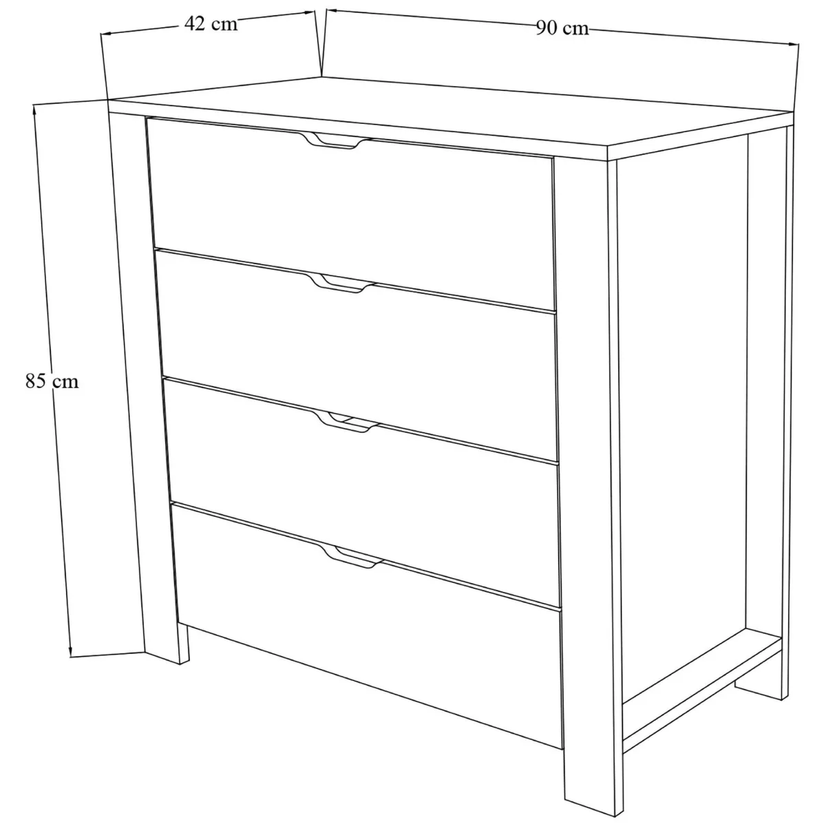 Cassettiere > Dmora Cassettiera Marrone Rovere Bianco 4 Cassetti Apertura Scorrevole 90x42x85h cm, Chiusura Scorrevole - Pastena Bianco, Marrone Rovere