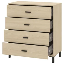 Cassettiera Marrone Rovere 4 Cassetti Apertura Scorrevole 80x40x90h cm, Chiusura Scorrevole - Rosasco