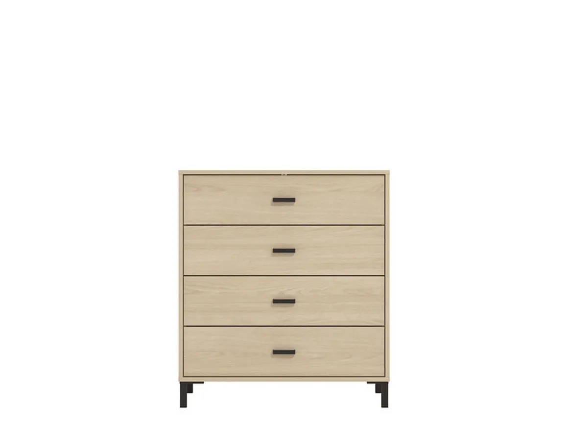 Cassettiera Marrone Rovere 4 Cassetti Apertura Scorrevole 80x40x90h cm, Chiusura Scorrevole - Rosasco