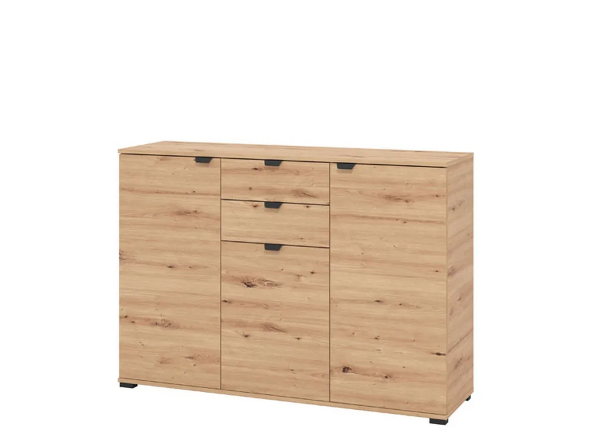Cassettiera Marrone Rovere Nodi Nero 2 Cassetti Apertura Battente, Scorrevole 135x40x95h cm, Chiusura Battente, Scorrevole - Mainarda