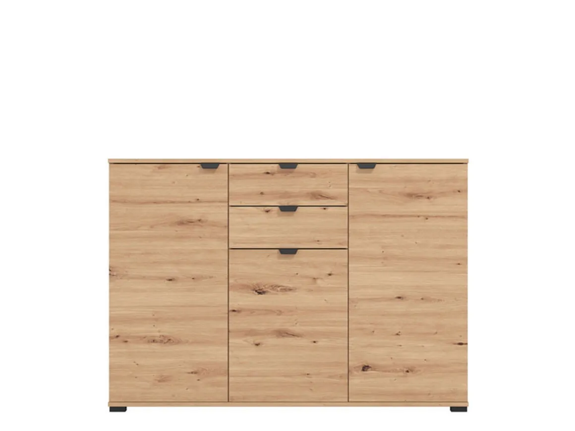 Cassettiera Marrone Rovere Nodi Nero 2 Cassetti Apertura Battente, Scorrevole 135x40x95h cm, Chiusura Battente, Scorrevole - Mainarda