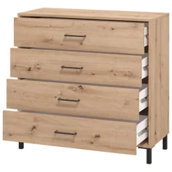 Cassettiere > Dmora Cassettiera Marrone Rovere Nodi Nero 5 Cassetti Apertura Scorrevole 45x40x95h cm, Chiusura Scorrevole - Mainarda Nero, Marrone Rovere Nodi